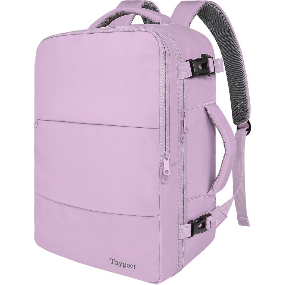 〽️Women Trendy Carry On Backpack Purple with Shoe Pouch & USB Charging Port